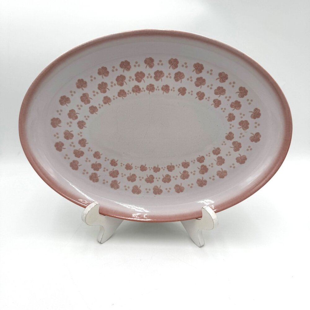 FALLING LEAVES by Denby Small Platter Oval 12.75" made in England Stoneware pink